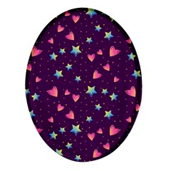 Colorful-stars-hearts-seamless-vector-pattern Oval Glass Fridge Magnet (4 Pack) by pakminggu