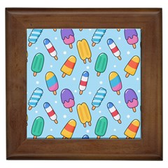 Cute-kawaii-ice-cream-seamless-pattern Framed Tile by pakminggu