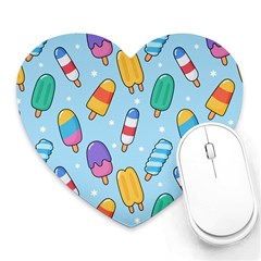 Cute-kawaii-ice-cream-seamless-pattern Heart Mousepad by pakminggu