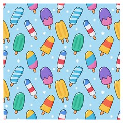 Cute-kawaii-ice-cream-seamless-pattern Wooden Puzzle Square by pakminggu