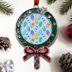 Cute-kawaii-ice-cream-seamless-pattern Metal X mas Lollipop With Crystal Ornament by pakminggu