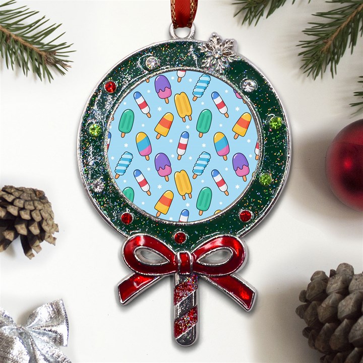 Cute-kawaii-ice-cream-seamless-pattern Metal X Mas Lollipop with Crystal Ornament