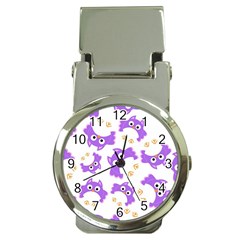 Purple-owl-pattern-background Money Clip Watches by pakminggu