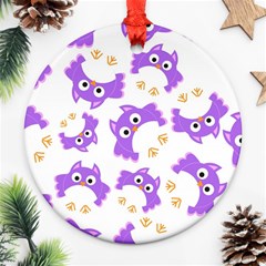 Purple-owl-pattern-background Round Ornament (two Sides) by pakminggu