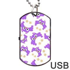 Purple-owl-pattern-background Dog Tag Usb Flash (two Sides) by pakminggu