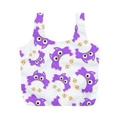 Purple-owl-pattern-background Full Print Recycle Bag (m)