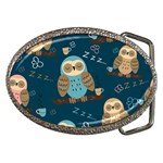 Seamless-pattern-owls-dreaming Belt Buckles Front