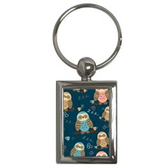 Seamless-pattern-owls-dreaming Key Chain (rectangle)