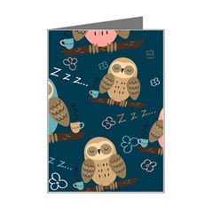 Seamless-pattern-owls-dreaming Mini Greeting Card by pakminggu