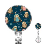 Seamless-pattern-owls-dreaming Stainless Steel Nurses Watch Front