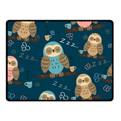 Seamless-pattern-owls-dreaming Two Sides Fleece Blanket (small) by pakminggu