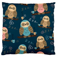 Seamless-pattern-owls-dreaming Large Premium Plush Fleece Cushion Case (one Side) by pakminggu