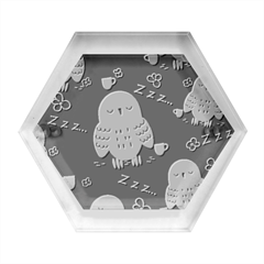 Seamless-pattern-owls-dreaming Hexagon Wood Jewelry Box by pakminggu