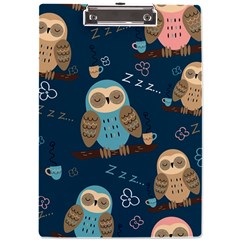 Seamless-pattern-owls-dreaming A4 Acrylic Clipboard by pakminggu