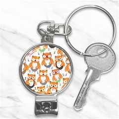 Cute-colorful-owl-cartoon-seamless-pattern Nail Clippers Key Chain by pakminggu