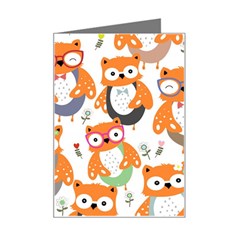 Cute-colorful-owl-cartoon-seamless-pattern Mini Greeting Card by pakminggu