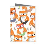 Cute-colorful-owl-cartoon-seamless-pattern Mini Greeting Cards (Pkg of 8) Left