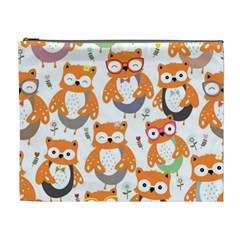 Cute-colorful-owl-cartoon-seamless-pattern Cosmetic Bag (xl) by pakminggu