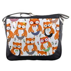 Cute-colorful-owl-cartoon-seamless-pattern Messenger Bag by pakminggu