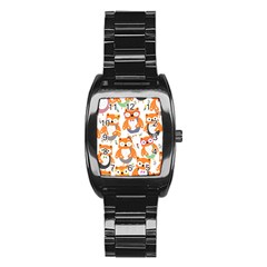 Cute-colorful-owl-cartoon-seamless-pattern Stainless Steel Barrel Watch by pakminggu