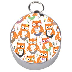 Cute-colorful-owl-cartoon-seamless-pattern Silver Compasses by pakminggu