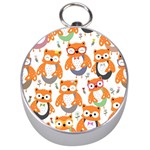 Cute-colorful-owl-cartoon-seamless-pattern Silver Compasses Front