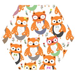 Cute-colorful-owl-cartoon-seamless-pattern Wooden Puzzle Hexagon by pakminggu