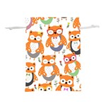 Cute-colorful-owl-cartoon-seamless-pattern Lightweight Drawstring Pouch (M) Front