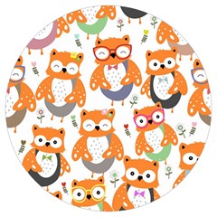 Cute-colorful-owl-cartoon-seamless-pattern Round Trivet by pakminggu