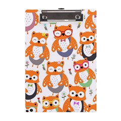 Cute-colorful-owl-cartoon-seamless-pattern A5 Acrylic Clipboard by pakminggu