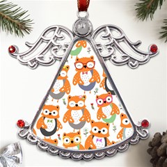 Cute-colorful-owl-cartoon-seamless-pattern Metal Angel With Crystal Ornament