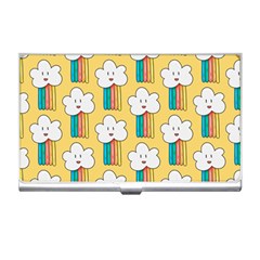 Smile-cloud-rainbow-pattern-yellow Business Card Holder by pakminggu