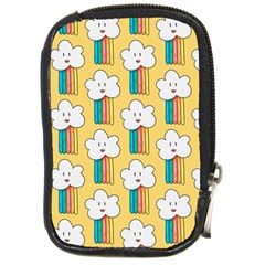 Smile-cloud-rainbow-pattern-yellow Compact Camera Leather Case by pakminggu