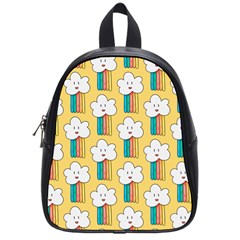 Smile-cloud-rainbow-pattern-yellow School Bag (small) by pakminggu