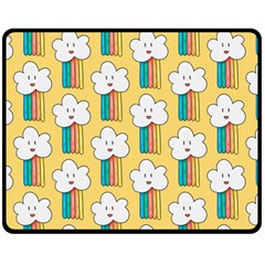 Smile-cloud-rainbow-pattern-yellow Two Sides Fleece Blanket (medium) by pakminggu