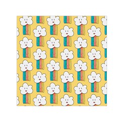 Smile-cloud-rainbow-pattern-yellow Square Satin Scarf (30  X 30 ) by pakminggu