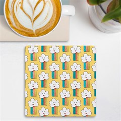 Smile-cloud-rainbow-pattern-yellow Uv Print Square Tile Coaster  by pakminggu