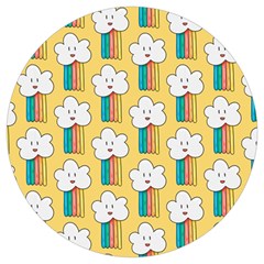 Smile-cloud-rainbow-pattern-yellow Round Trivet by pakminggu