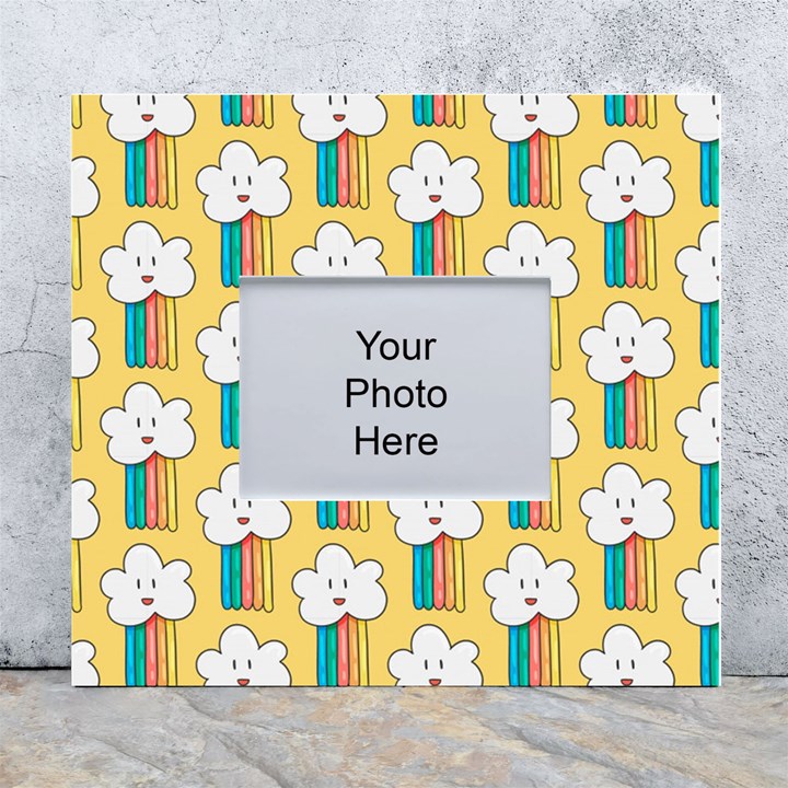 Smile-cloud-rainbow-pattern-yellow White Wall Photo Frame 5  x 7 