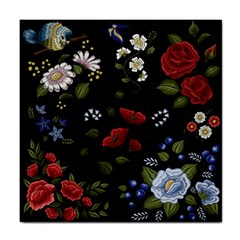 Floral-folk-fashion-ornamental-embroidery-pattern Tile Coaster by pakminggu