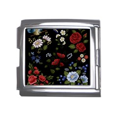 Floral-folk-fashion-ornamental-embroidery-pattern Mega Link Italian Charm (18mm)