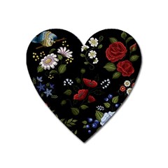 Floral-folk-fashion-ornamental-embroidery-pattern Heart Magnet by pakminggu