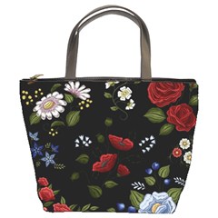 Floral-folk-fashion-ornamental-embroidery-pattern Bucket Bag by pakminggu