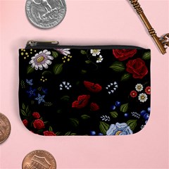 Floral-folk-fashion-ornamental-embroidery-pattern Mini Coin Purse by pakminggu