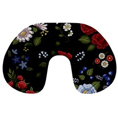 Floral-folk-fashion-ornamental-embroidery-pattern Travel Neck Pillow by pakminggu