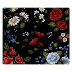 Floral-folk-fashion-ornamental-embroidery-pattern Premium Plush Fleece Blanket (small) by pakminggu