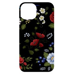 Floral-folk-fashion-ornamental-embroidery-pattern Iphone 14 Black Uv Print Case by pakminggu