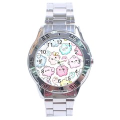 Cute-doodle-cartoon-seamless-pattern Stainless Steel Analogue Watch