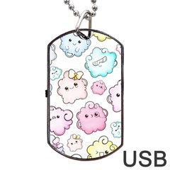 Cute-doodle-cartoon-seamless-pattern Dog Tag Usb Flash (one Side) by pakminggu