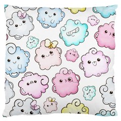 Cute-doodle-cartoon-seamless-pattern Large Premium Plush Fleece Cushion Case (Two Sides)